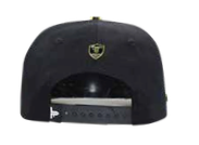 Men's Black Horseshoe Horse Head Metal Plate Snapback Cap - Adjustable