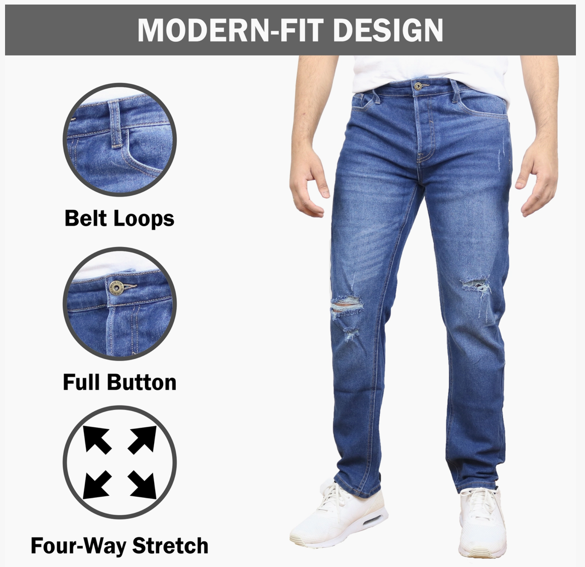 Men's Stretch Ripped Jeans