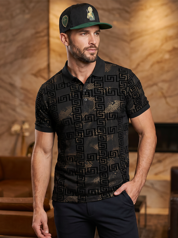 Luxury Pattern T-Shirt XXPL2417 – Foil Print & Flocking Detail