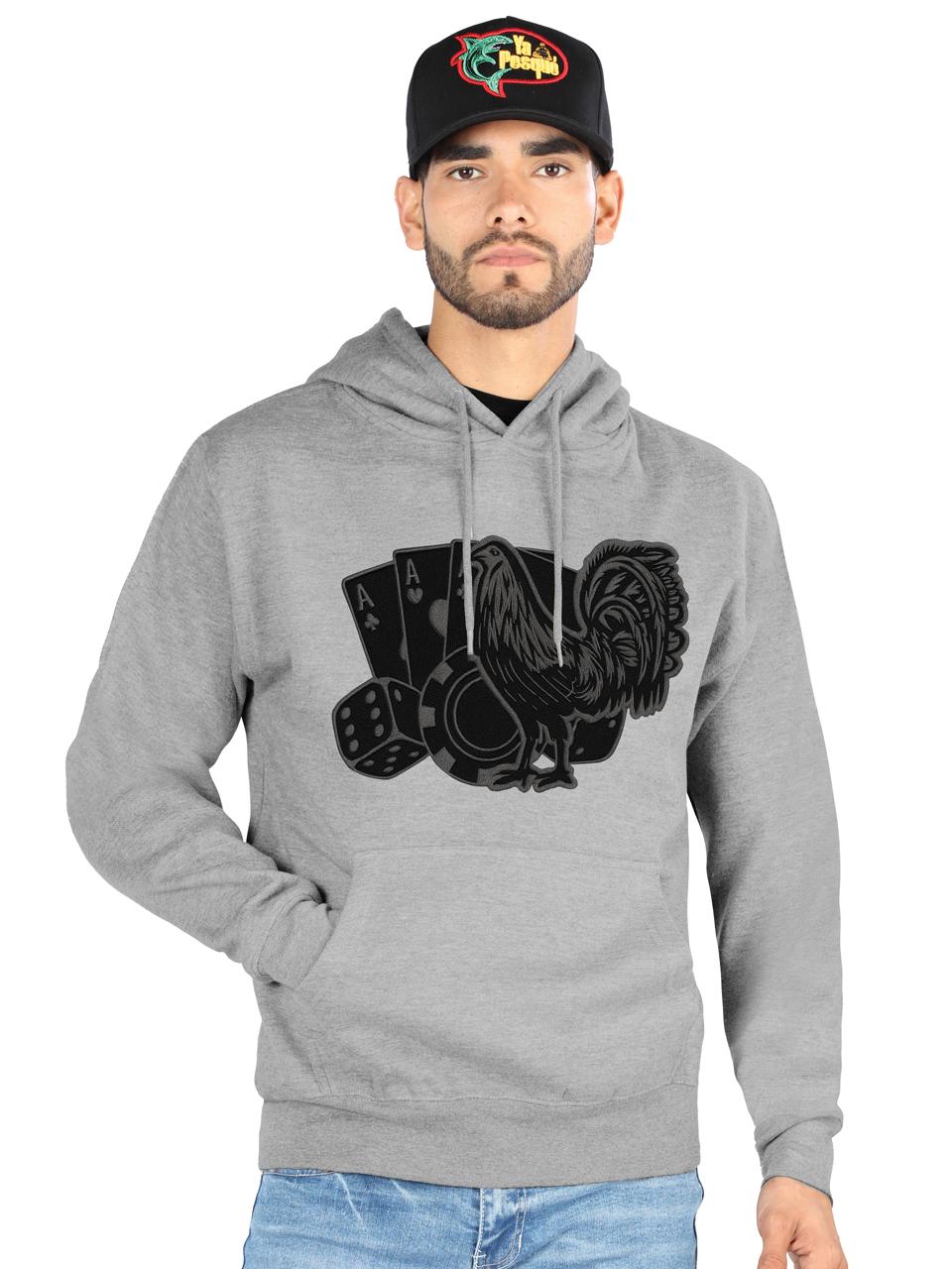 FERRETI HATS Cotton Hoodie Los 3 Vicios with Iconic Rooster Design