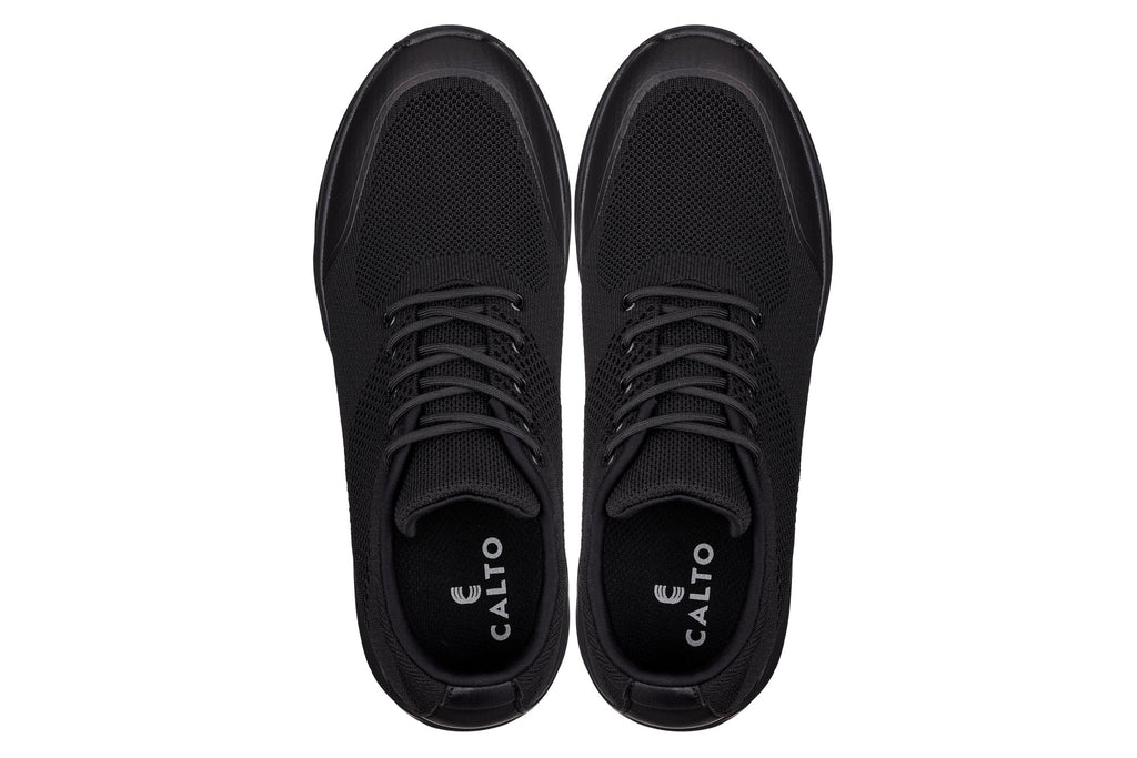 CALTO - X2690 - 2.8 Inches Taller (Black/Black Sole) - Lightweight Sporty Sneakers