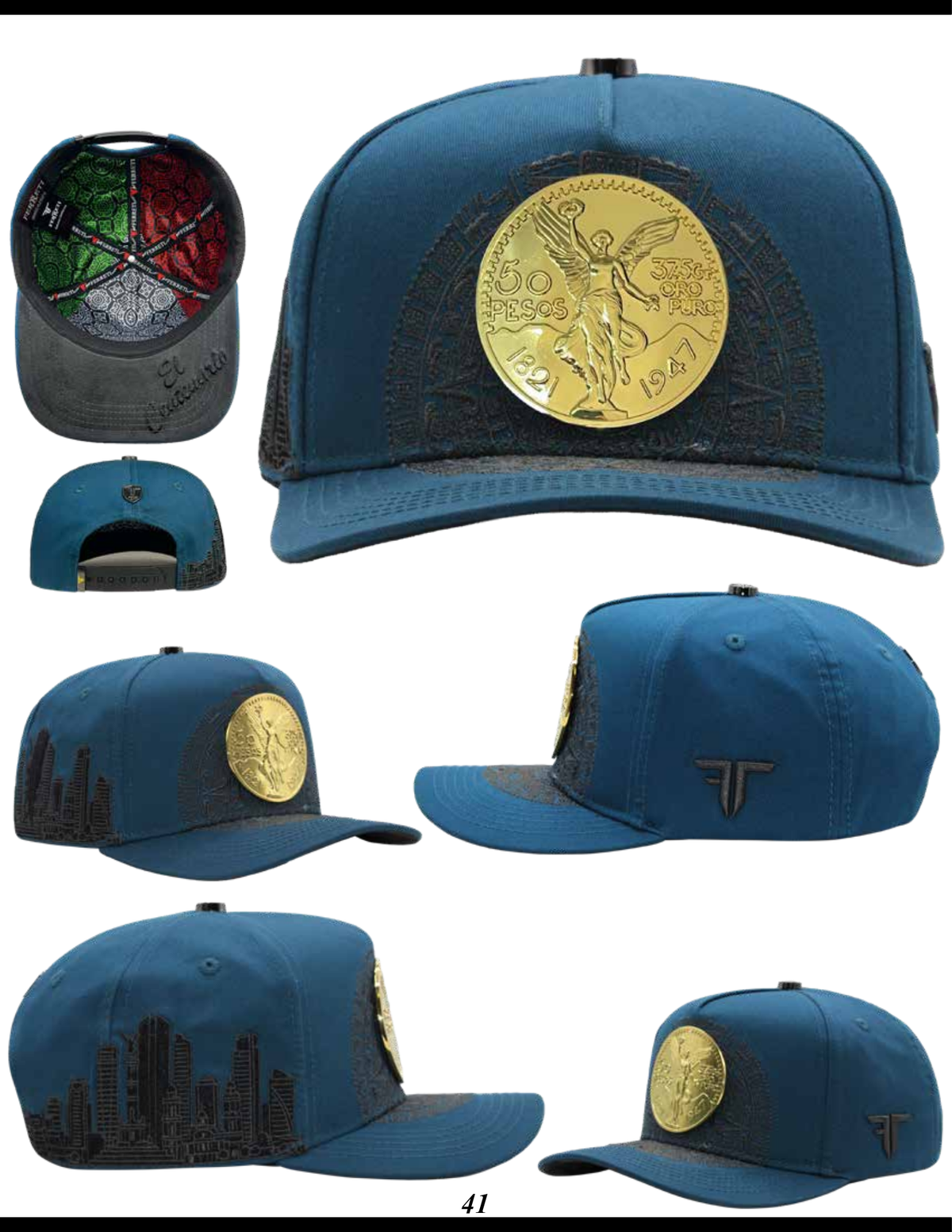 Men's Centenario Coin Aztec Calendar Snapback Cap - Adjustable