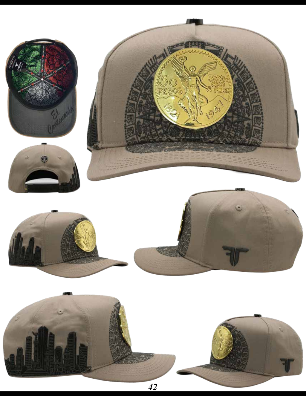 Men's Centenario Coin Aztec Calendar Snapback Cap - Adjustable