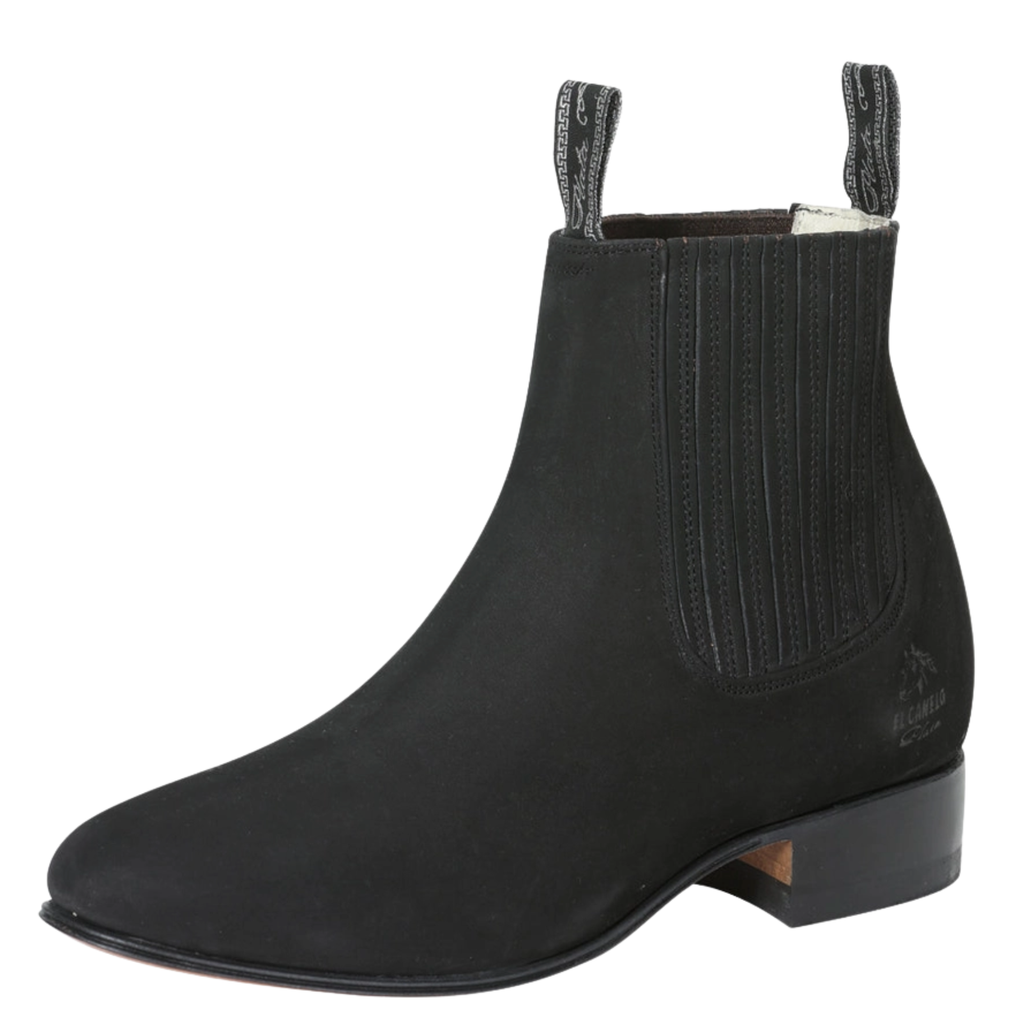 El Canelo “Plata Edition” Men’s Charro Ankle Cowboy Boot – Suede Black