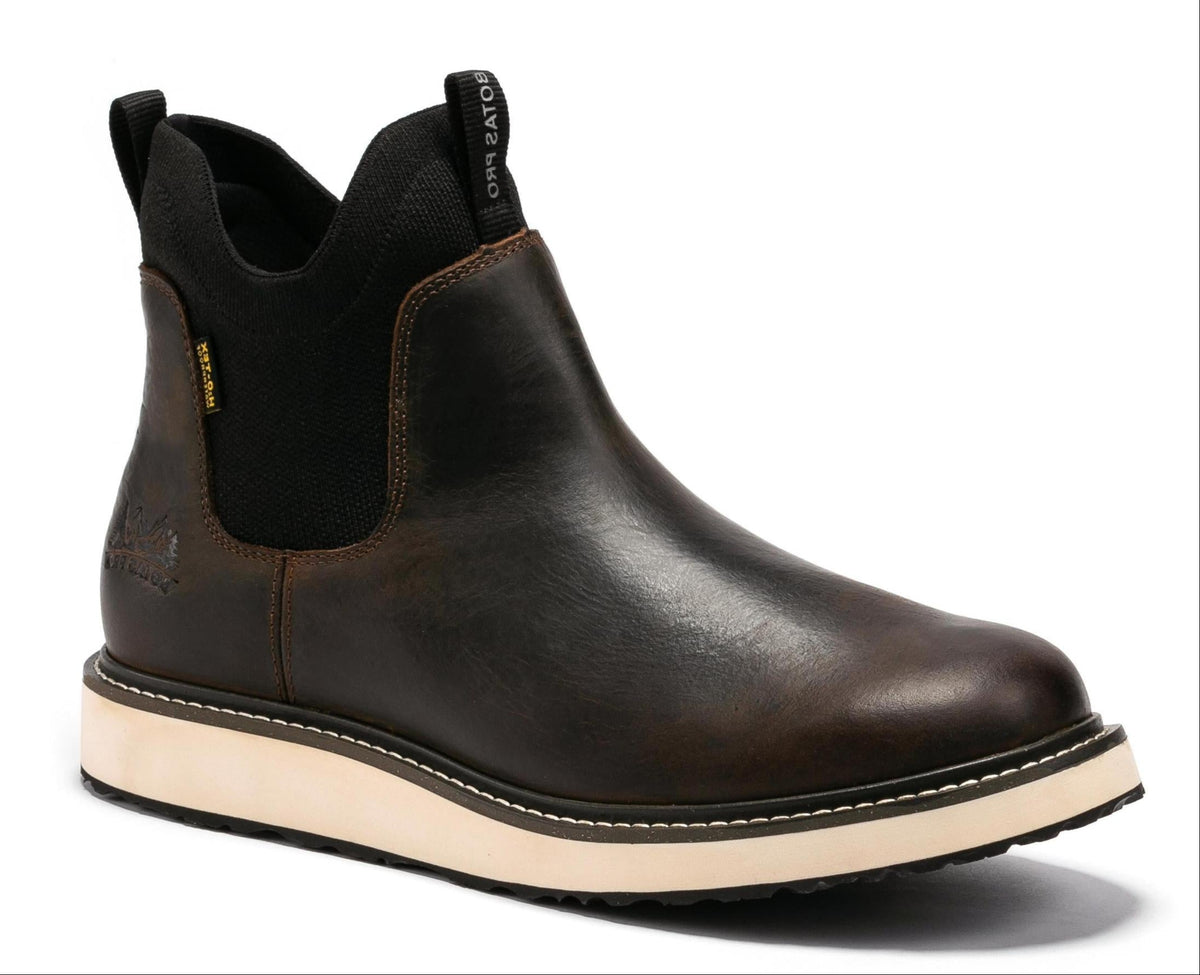Men's Dark Brown 6 Inch Wedge Chelsea Pull-On Boots VBP503
