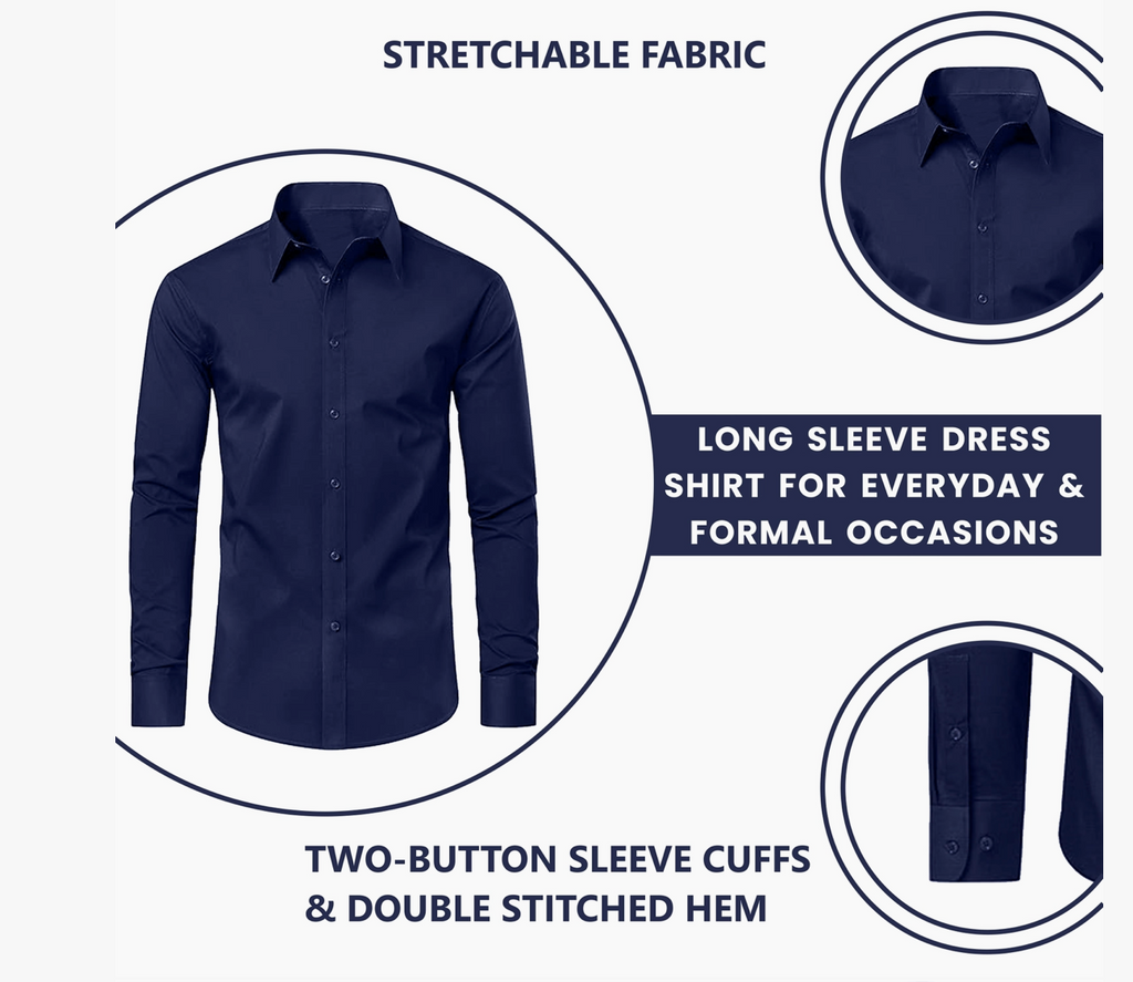 Men's Long Sleeve Untucked Stretch Dress Shirt