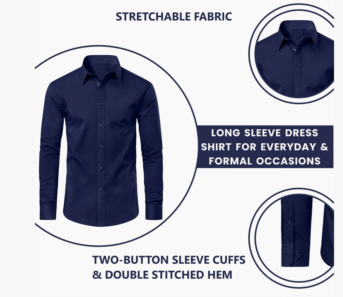 Men's Long Sleeve Untucked Stretch Dress Shirt