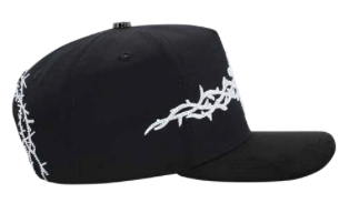 ZU-CAP-FT173 - Black nail cross crown of thorns snapback cap - front view