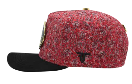 ZU-CAP-FT202 - Burgundy paisley compass star snapback cap - front view