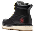 Men's black leather wedge work boot, side profile view
