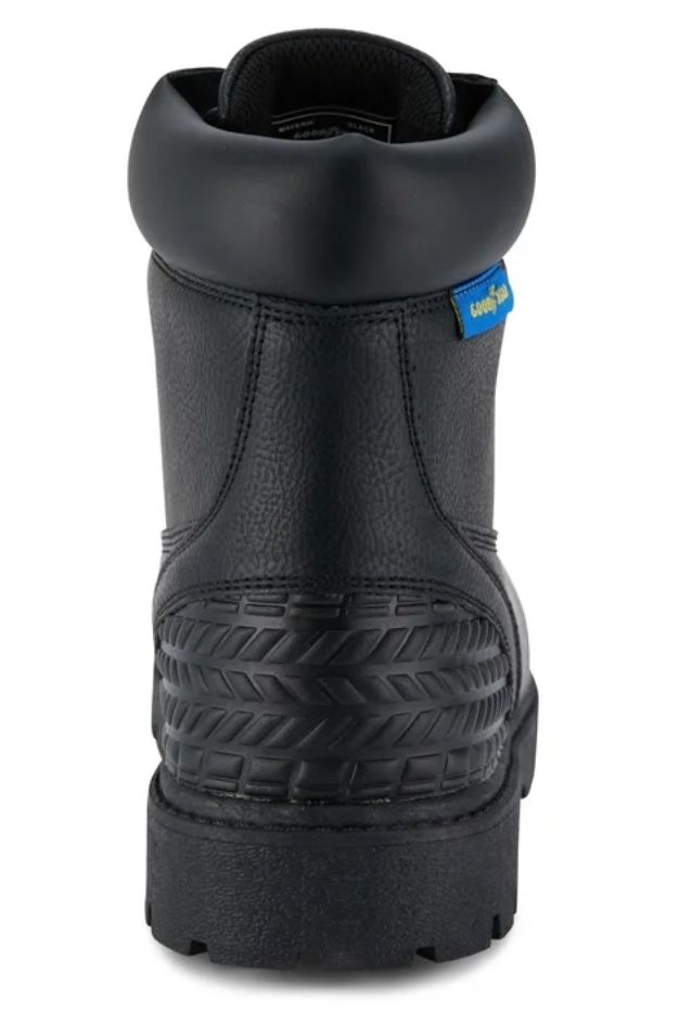 Men's black Goodyear Maverik work boot, back view