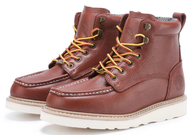 Men's Leather Wedge Work Boots – Soft Toe, Oil & Slip Resistant