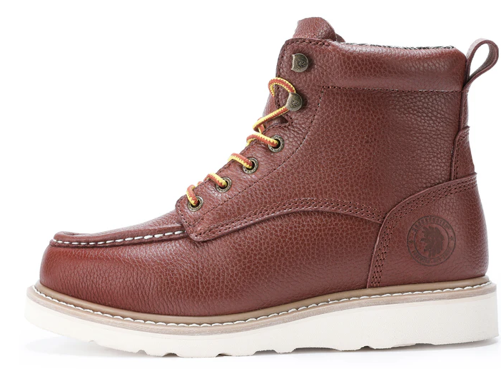 Men's Leather Wedge Work Boots – Soft Toe, Oil & Slip Resistant