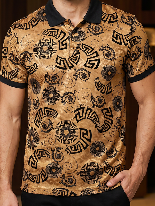 Luxury Pattern T-Shirt XXPL2415 – Foil Print & Flocking Detail