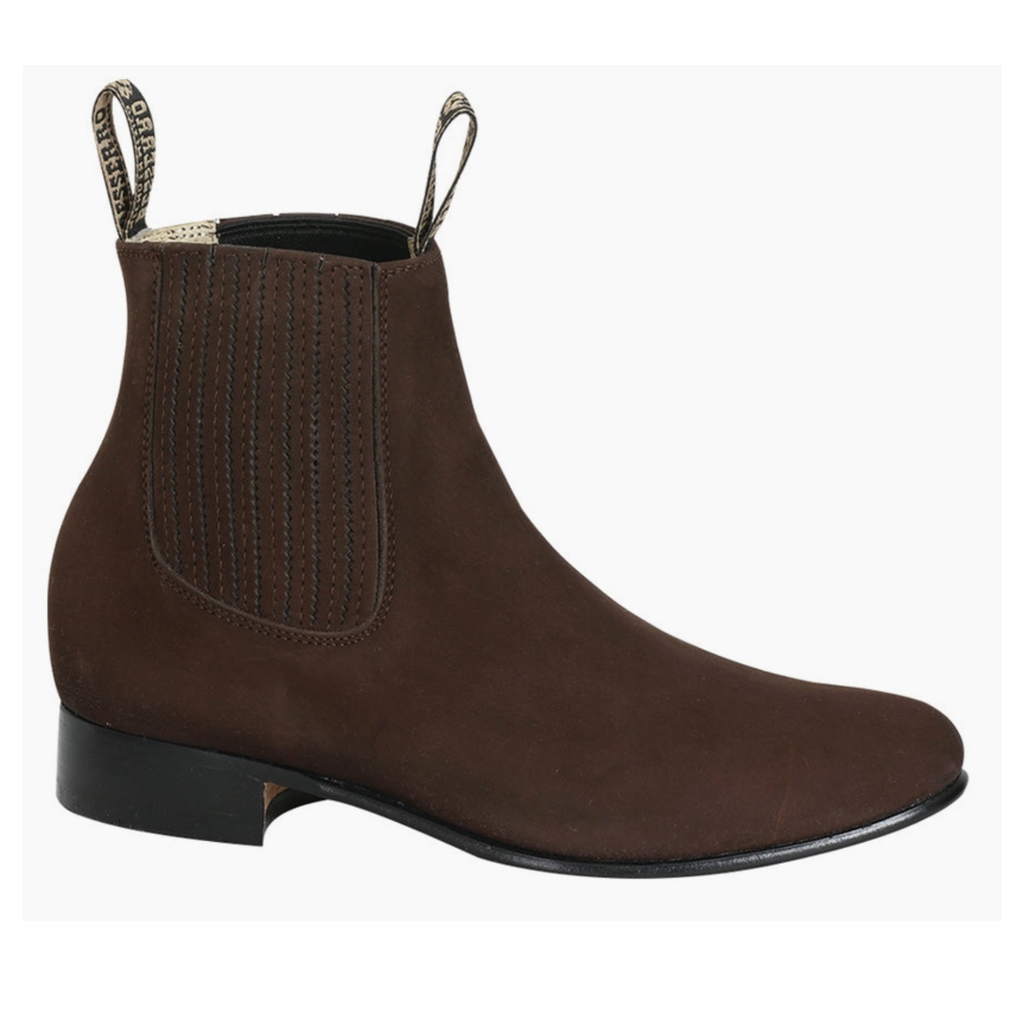 El Besserro Men’s Leather Charro Ankle Boot – Dark Brown Nubuck