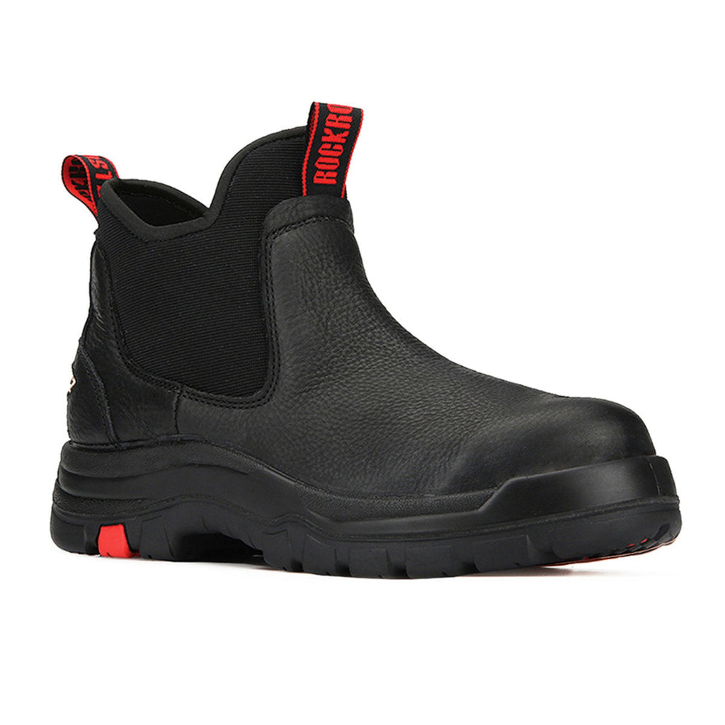 Men's Black Leather Waterproof Work Boots – Soft Toe