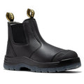 Men's Black Pull-On Leather Work Boots AK227
