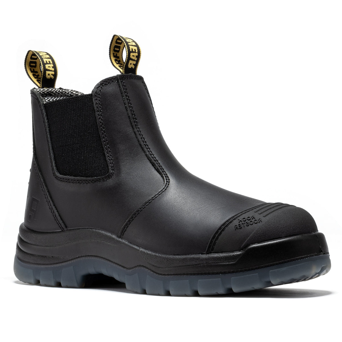 Men's Black Pull-On Leather Work Boots AK227