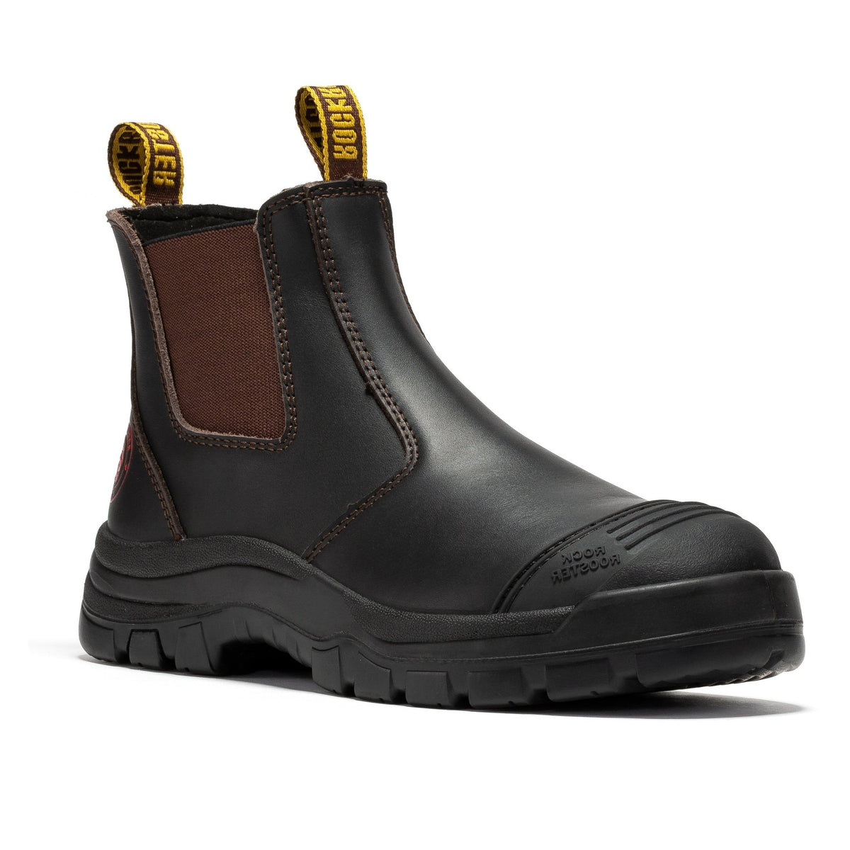 Men's Dark Brown Pull-On Leather Work Boots – Steel Toe