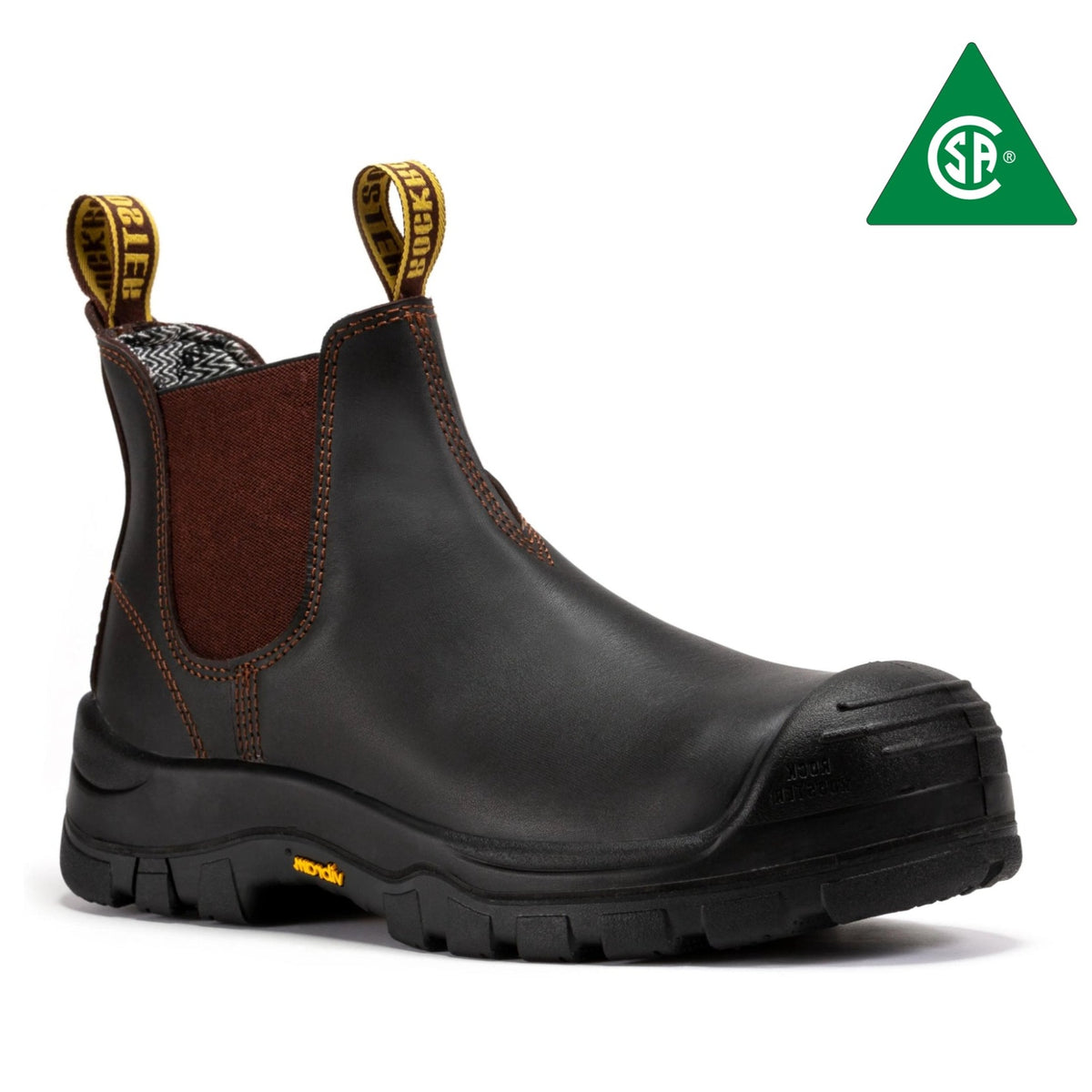 Men's Dark Brown Composite Toe Pull-On Work Boots VAK631