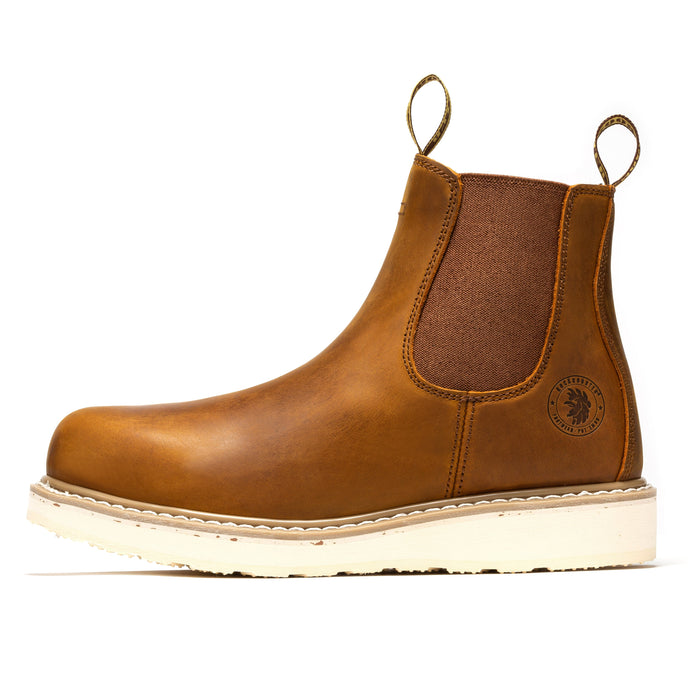 Men's Brown 6 Inch Soft Toe Wedge Work Boots – Goodyear Welt, Slip Resistant