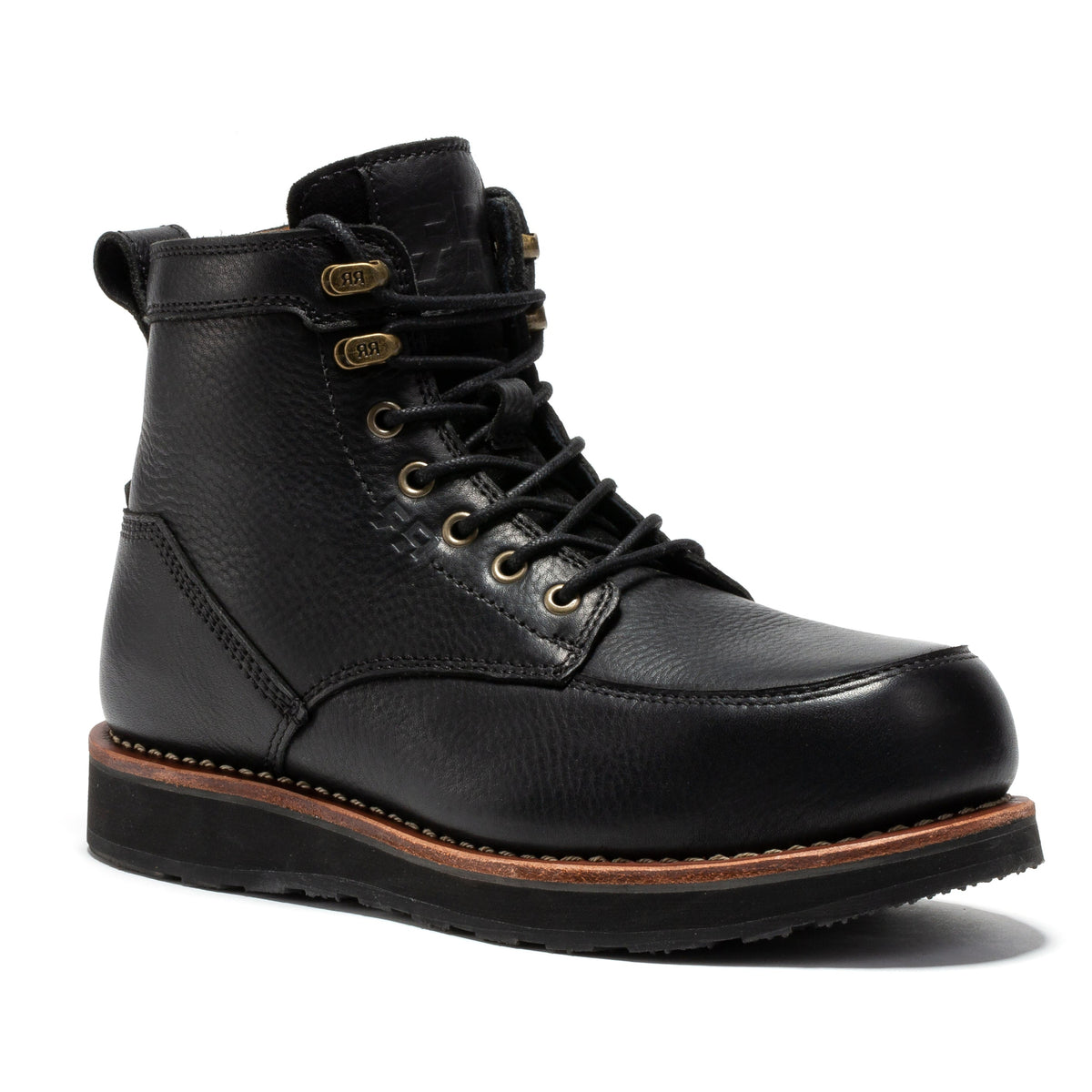 Men's Black 6 Inch Steel Toe Wedge Work Boots SAP610BK