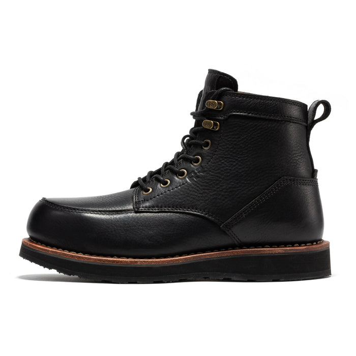 ROCKROOSTER Edgewood Black Steel Toe Wedge Boots SAP610BK - vista frontal