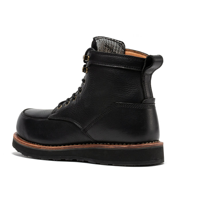 ROCKROOSTER Edgewood Black Steel Toe Wedge Boots SAP610BK - vista lateral