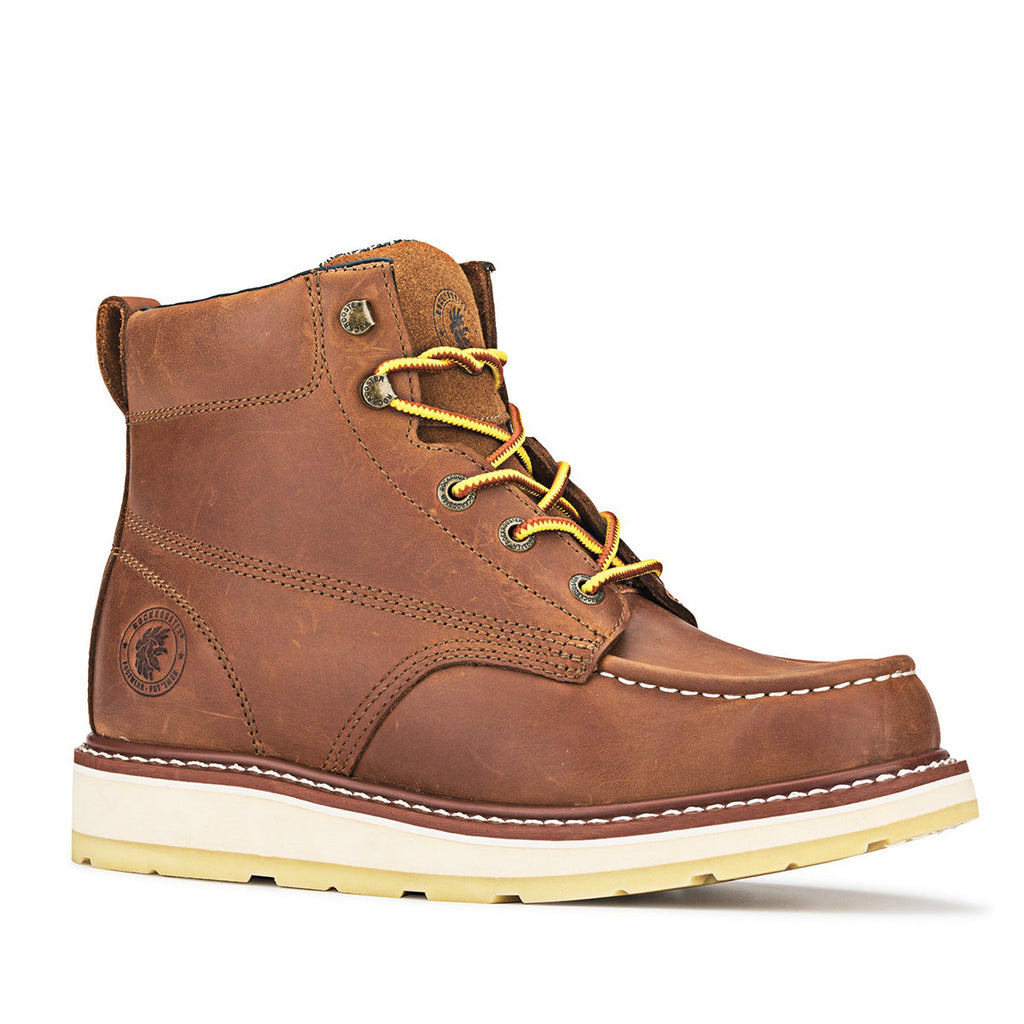 Men's Brown Wedge Work Boots Soft Toe AP838