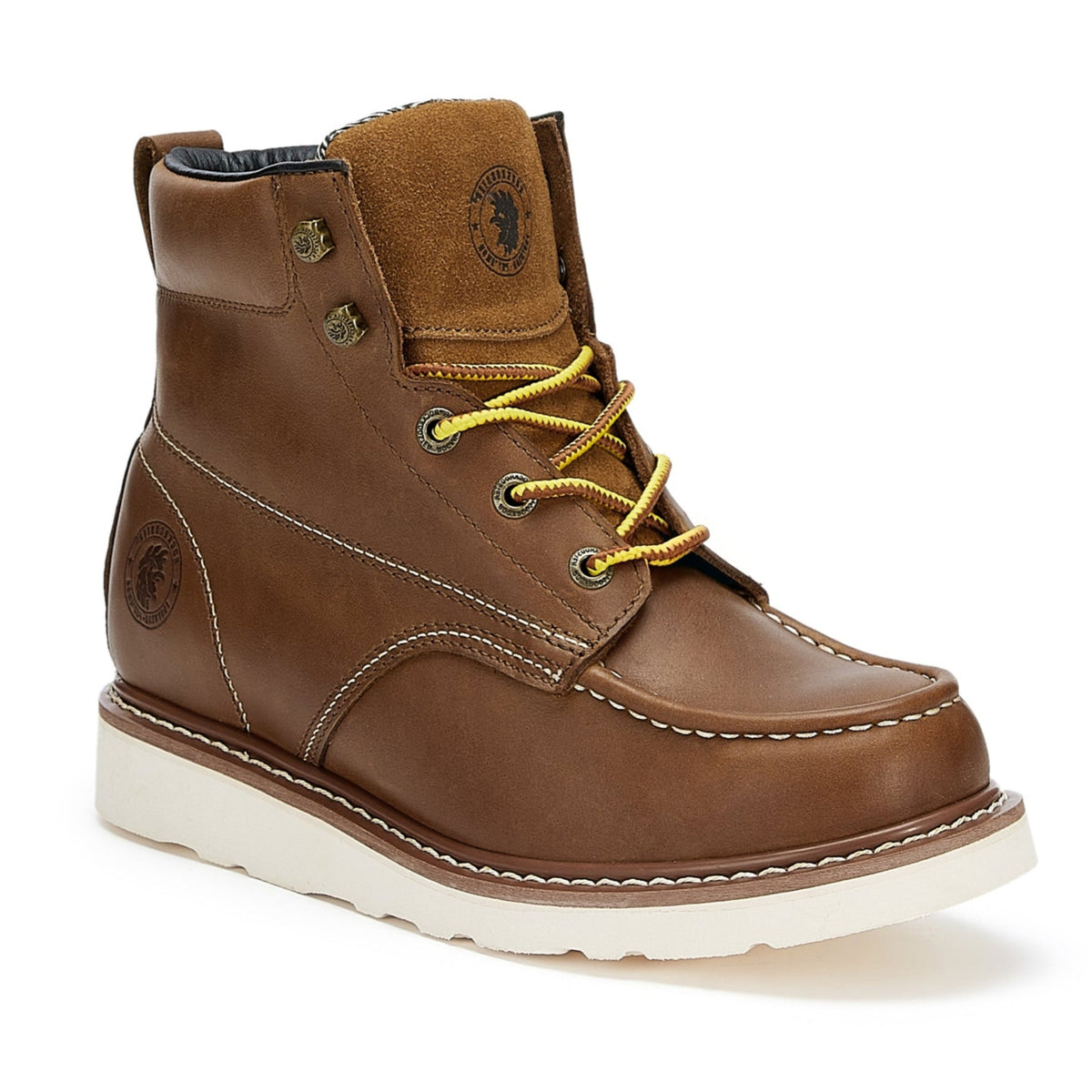 Men's Brown Waterproof Wedge Work Boots – Steel Toe, Vibram Outsole