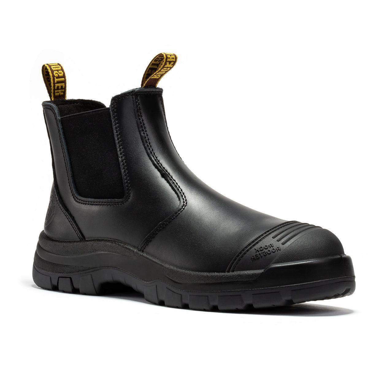 Men's Black Pull-On Leather Work Boots – Soft Toe