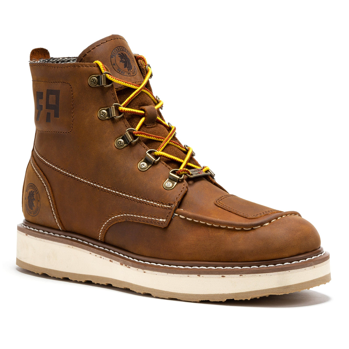 Men's Brown Zip-Sided Soft Toe Wedge Work Boots SAP309