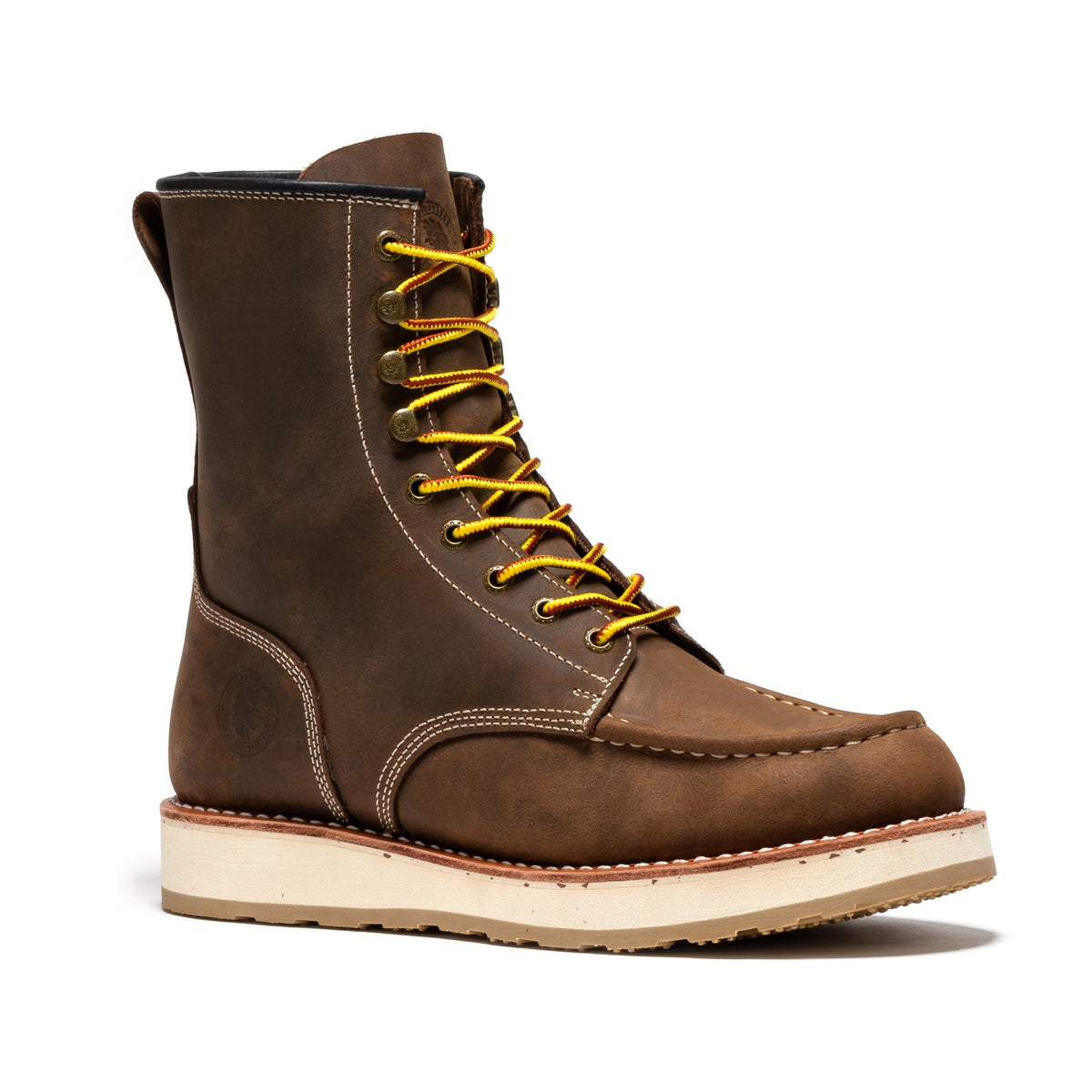 Men's Dark Brown 8 Inch Soft Toe Wedge Work Boots SAP308