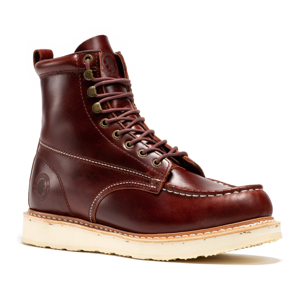 Men's Cherry Brown Soft Toe Wedge Work Boots SAP600