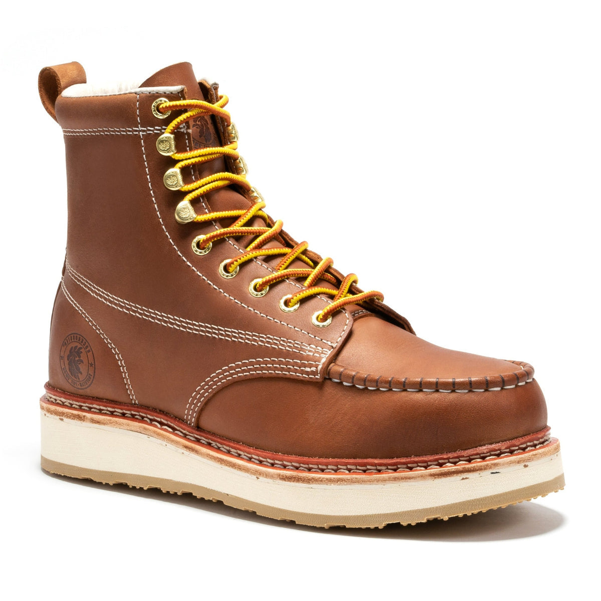Men's Brown Leather Wedge Work Boots – Steel Toe