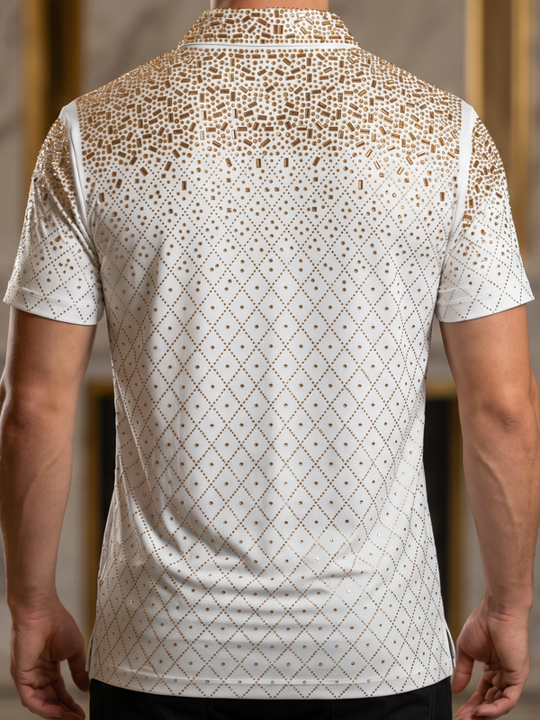 BARABAS Premium Rhinestone Shirt 5SST20 White/Gold – Luxury Fit Button Up