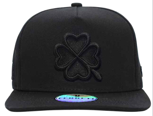 ZU-CAP-FT09 - Black tonal clover money bag snapback cap - front view