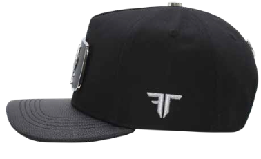 ZU-CAP-FT146SIL - Black rooster metal plate snapback cap - silver finish - front view