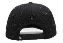 ZU-CAP-FT149 - Black spiderweb rhinestone snapback cap - front view