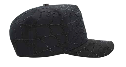 ZU-CAP-FT149 - Black spiderweb rhinestone snapback cap - front view