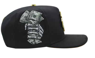 ZU-CAP-FT160 - Black money fan rose snapback cap - front view