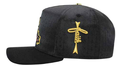ZU-CAP-FT166 - Black gothic cross faith snapback cap - front view