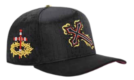 ZU-CAP-FT166 - Black gothic cross faith snapback cap - front view