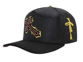 ZU-CAP-FT166 - Black gothic cross faith snapback cap - front view