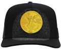 ZU-CAP-FT168NEG - Centenario coin Aztec calendar snapback cap - black - front view