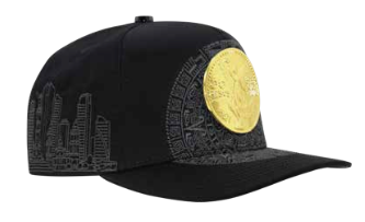 ZU-CAP-FT168NEG - Centenario coin Aztec calendar snapback cap - black - front view