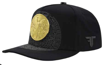 ZU-CAP-FT168NEG - Centenario coin Aztec calendar snapback cap - black - front view