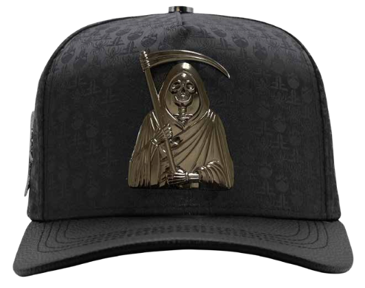 ZU-CAP-FT175 - Black Santa Muerte snapback cap - front view