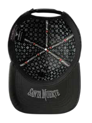 ZU-CAP-FT175 - Black Santa Muerte snapback cap - front view