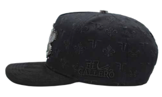 ZU-CAP-FT180NEG - El Gallero fighting roosters metal plate snapback cap - black 